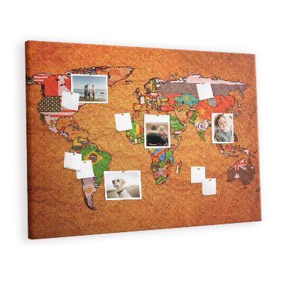 Quadro em cortiça Mapa com bandeiras
