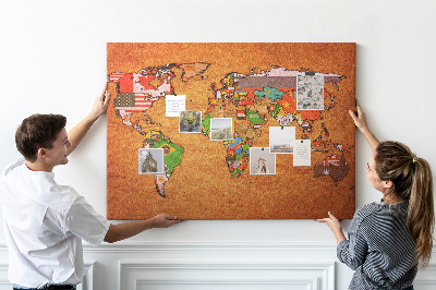 Quadro em cortiça Mapa com bandeiras