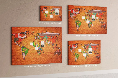 Quadro em cortiça Mapa com bandeiras