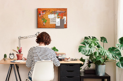 Quadro em cortiça Mapa com bandeiras