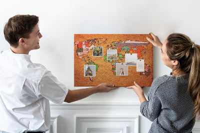 Quadro em cortiça Mapa com bandeiras