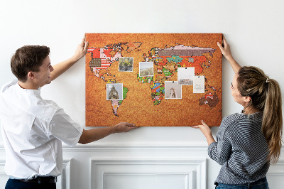 Quadro em cortiça Mapa com bandeiras