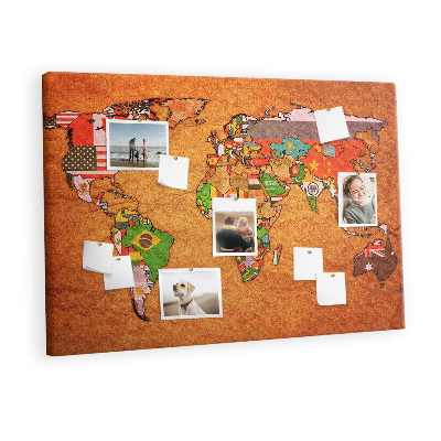 Quadro em cortiça Mapa com bandeiras