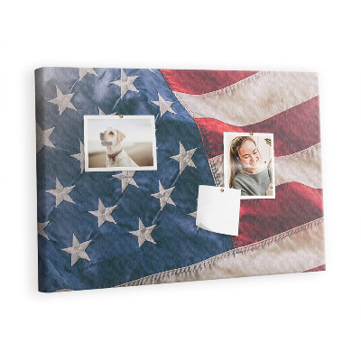 Quadro de aviso de cortiça bandeira americana