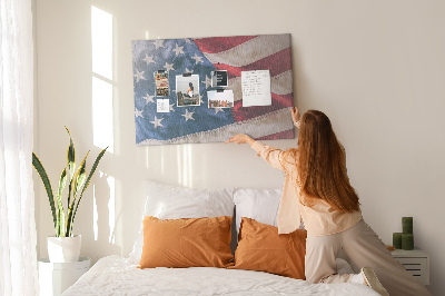 Quadro de aviso de cortiça bandeira americana