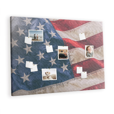 Quadro de aviso de cortiça bandeira americana