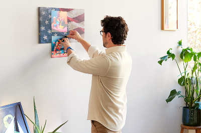 Quadro de aviso de cortiça bandeira americana