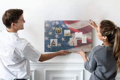 Quadro de aviso de cortiça bandeira americana