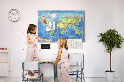 Quadro de aviso de cortiça Mapa mundial