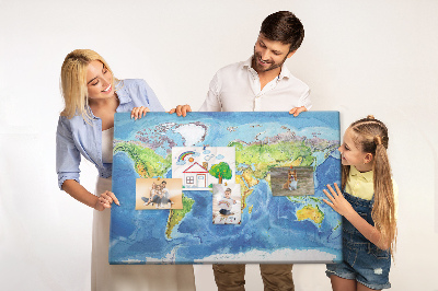 Quadro de aviso de cortiça Mapa mundial