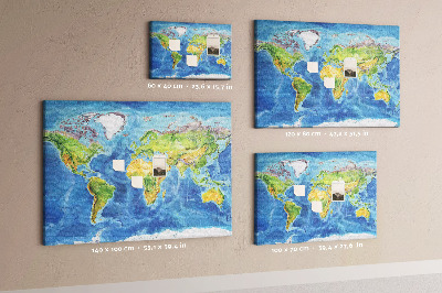 Quadro de aviso de cortiça Mapa mundial