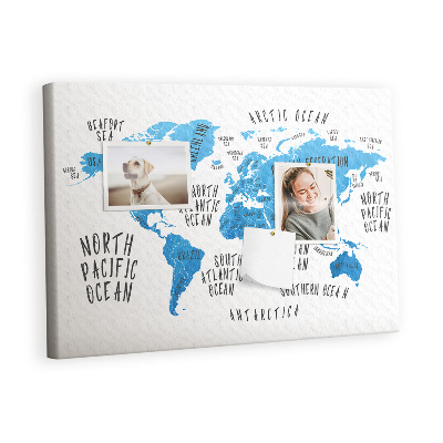 Quadro em cortiça Mapa azul da Terra