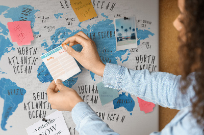 Quadro em cortiça Mapa azul da Terra