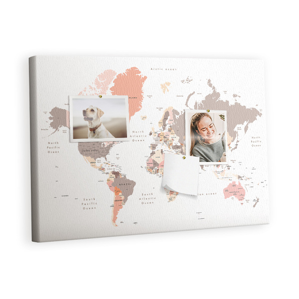 Painel em cortiça Mapa mundial detalhado