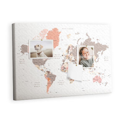 Painel em cortiça Mapa mundial detalhado