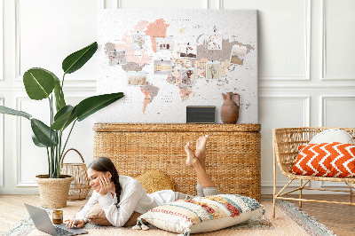 Painel em cortiça Mapa mundial detalhado