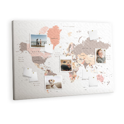 Painel em cortiça Mapa mundial detalhado