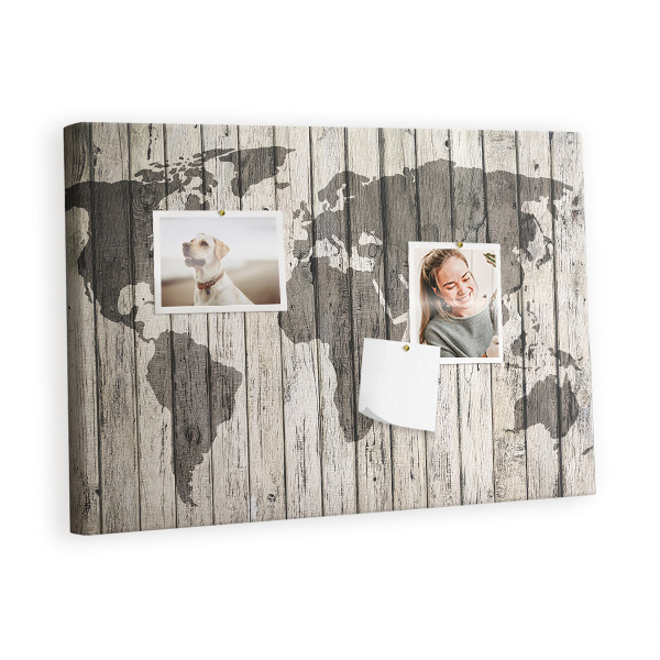 Quadro de aviso de cortiça Mapa em madeira