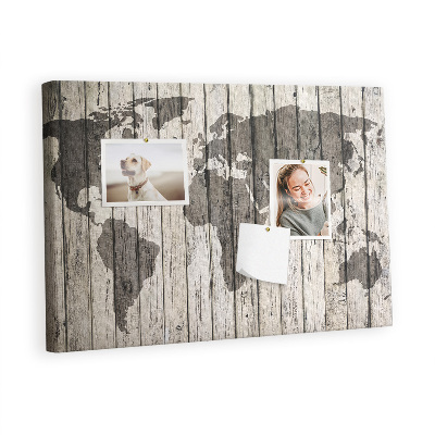 Quadro de aviso de cortiça Mapa em madeira