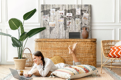 Quadro de aviso de cortiça Mapa em madeira