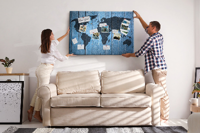 Painel em cortiça Mapa-múndi do tabuleiro