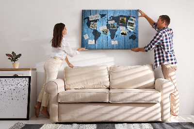 Painel em cortiça Mapa-múndi do tabuleiro