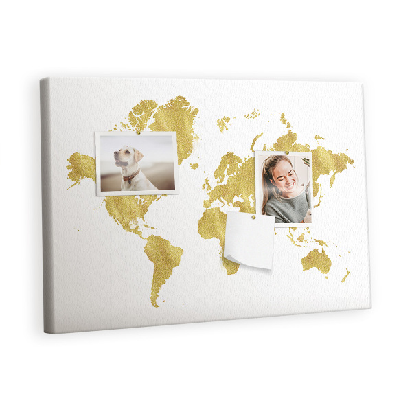 Quadro de aviso de cortiça Mapa Dourado