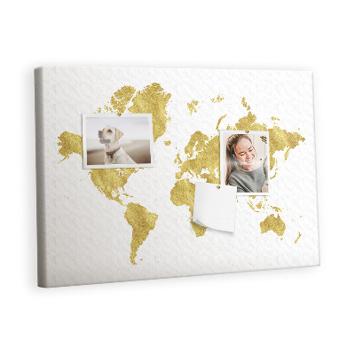 Quadro de aviso de cortiça Mapa Dourado