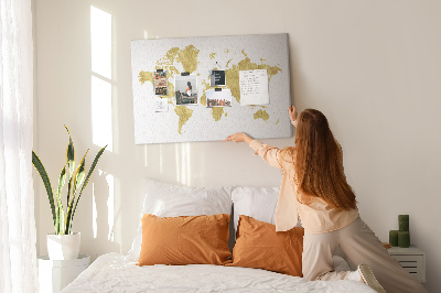 Quadro de aviso de cortiça Mapa Dourado