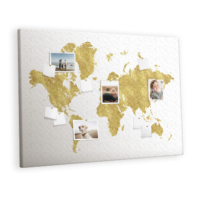 Quadro de aviso de cortiça Mapa Dourado