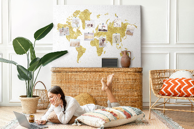 Quadro de aviso de cortiça Mapa Dourado