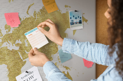 Quadro de aviso de cortiça Mapa Dourado
