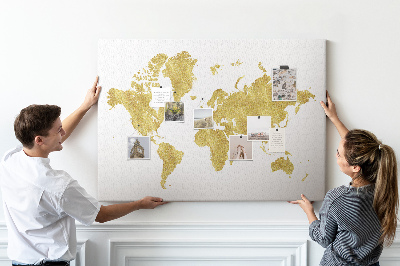 Quadro de aviso de cortiça Mapa Dourado