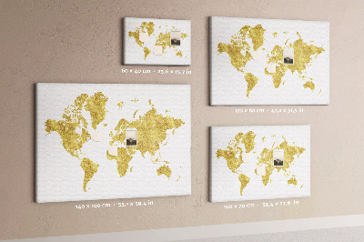 Quadro de aviso de cortiça Mapa Dourado