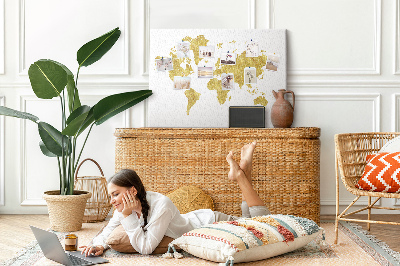 Quadro de aviso de cortiça Mapa Dourado