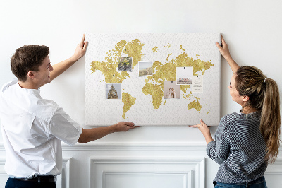 Quadro de aviso de cortiça Mapa Dourado