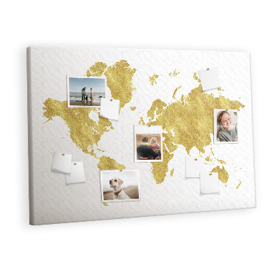 Quadro de aviso de cortiça Mapa Dourado