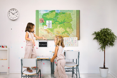 Quadro em cortiça Mapa físico da Polônia