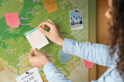 Quadro em cortiça Mapa físico da Polônia