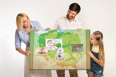 Quadro em cortiça Mapa físico da Polônia