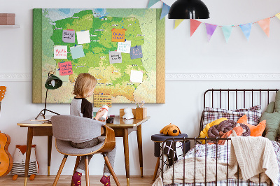 Quadro em cortiça Mapa físico da Polônia