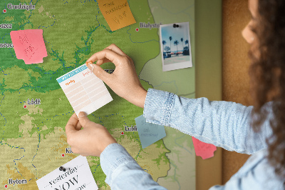 Quadro em cortiça Mapa físico da Polônia