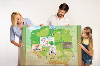 Quadro em cortiça Mapa físico da Polônia