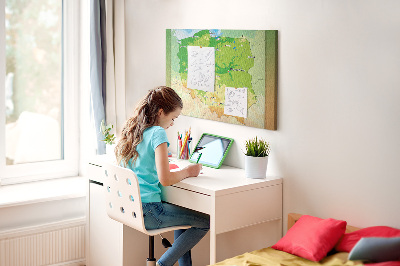 Quadro em cortiça Mapa físico da Polônia