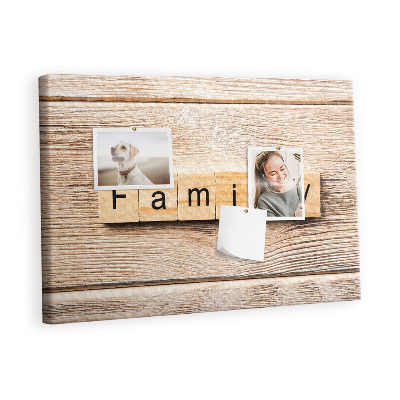 Quadro de aviso de cortiça A família da inscrição