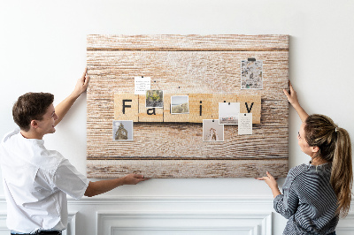 Quadro de aviso de cortiça A família da inscrição