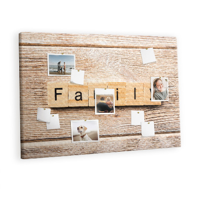 Quadro de aviso de cortiça A família da inscrição