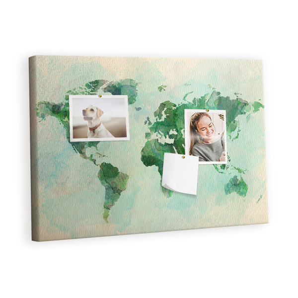 Quadro em cortiça Mapa-múndi em aquarela