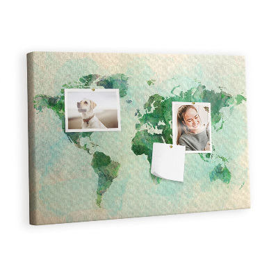 Quadro em cortiça Mapa-múndi em aquarela