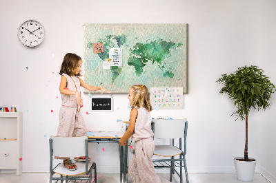 Quadro em cortiça Mapa-múndi em aquarela